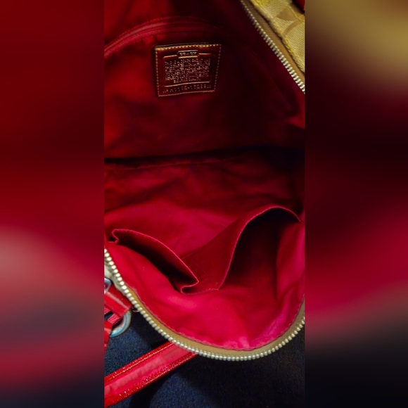 Coach Poppy Limited Ed Secret Admirer Signature Tote Brown & Red - Picture 7 of 15